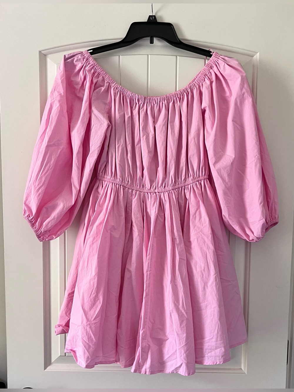Mable by Anthropologie Pink Puff Sleeve Babydoll Mini Dress Lined Womens Medium - Picture 4 of 10
